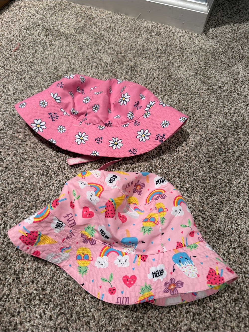 Kids Pink Daisy & Rainbow Bucket Sun Hat - Pack of 2